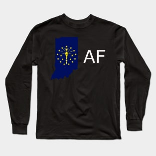 Indiana Flag State Outline AF (white) Long Sleeve T-Shirt